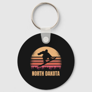 Porte-clés North Dakota Snowboard Vintage Nd Boarder Retro
