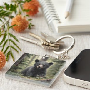 Porte-clés North Woods Little Black Bear Cub Porte - clé acry
