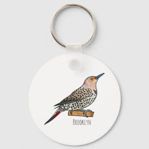 Porte-clés Northern flicker bird cartoon illustration 
