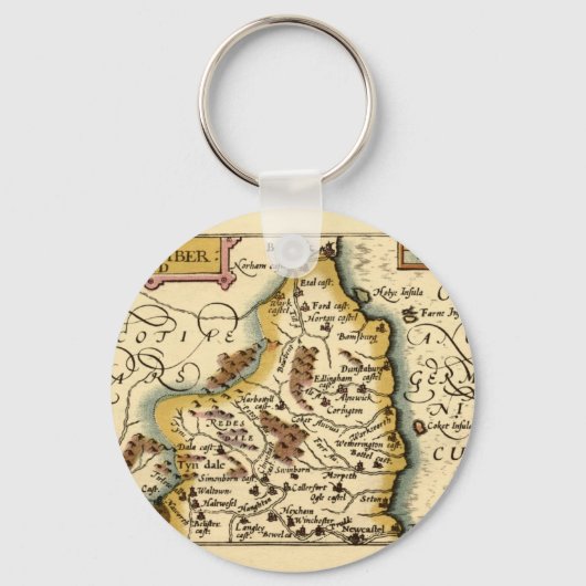 Porte-clés Northumberland Comté Angleterre Ancien Carte Antiq (Recto)