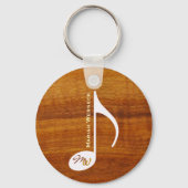 Porte-clés Note de musique personnalisée sur le bois (Recto)
