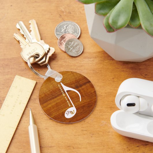 Porte-clés Note de musique personnalisée sur le bois (Bureau)