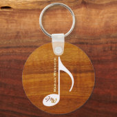 Porte-clés Note de musique personnalisée sur le bois (Recto)