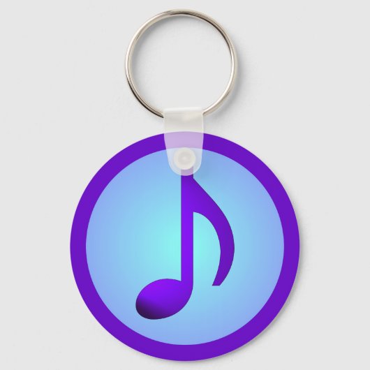 Porte-clés Note de musique simple élégante bleu violet (Recto)