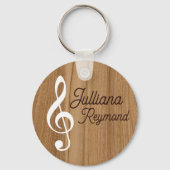 Porte-clés note musicale personnalisée sur le bois (Recto)