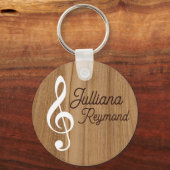 Porte-clés note musicale personnalisée sur le bois (Recto)