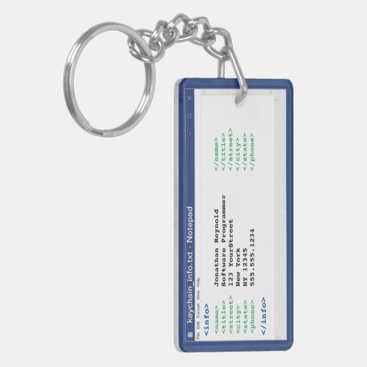 Porte-clés Notepad Coder Format Programmeur Informaticien Sci (Devant gauche)