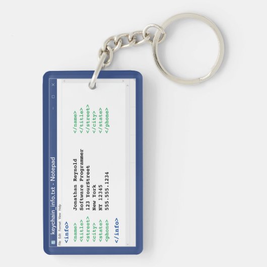 Porte-clés Notepad Coder Format Programmeur Informaticien Sci (Dos)