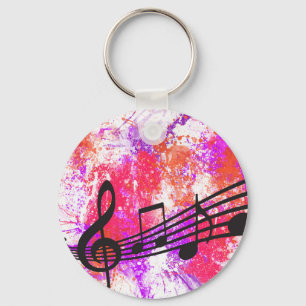 Porte-clés Notes colorées abstraites de musique