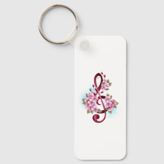 Porte-clés notes de clé de sol musicales avec fleurs de Sakur (Recto)