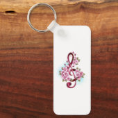 Porte-clés notes de clé de sol musicales avec fleurs de Sakur (Recto)