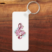 Porte-clés notes de clé de sol musicales avec fleurs de Sakur (Verso)