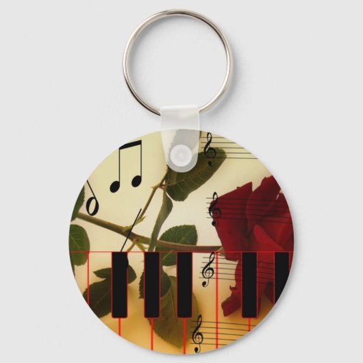 Porte-clés Notes de musique Clavier Red Rose Blossom Destiny (Recto)
