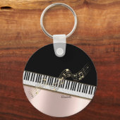 Porte-clés Notes de musique d'or moderne, Touches de piano Ro (Recto)