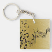 Porte-clés Notes de musique dorées brossées (Devant)
