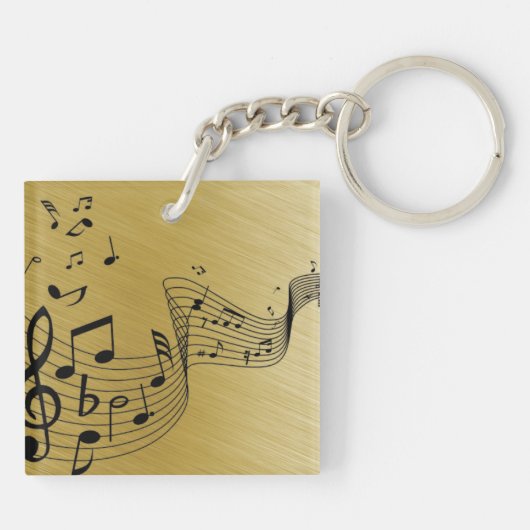 Porte-clés Notes de musique dorées brossées (Dos)