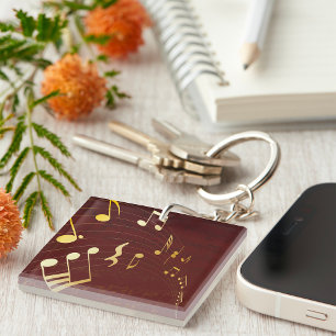 Porte-clés Notes de musique élégantes en or