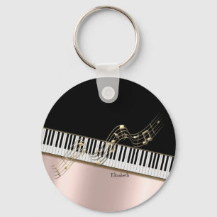 Porte-clés Notes de musique en or moderne, touches de piano e