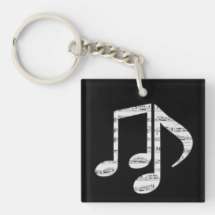 Porte-clés Notes de musique noir et blanc