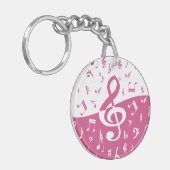 Porte-clés Notes de musique Treble Clef Wave en rose et blanc (Devant gauche)