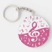 Porte-clés Notes de musique Treble Clef Wave en rose et blanc (Devant)