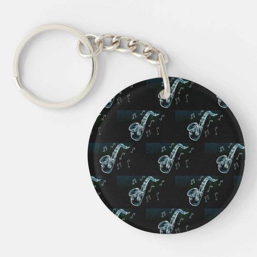 Porte-clés Notes de saxophone et de musique (Devant)