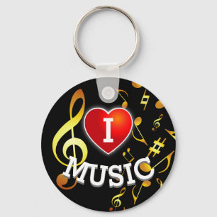Porte-clés (NOTES D'OR) I Love (Heart) Music