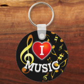 Porte-clés (NOTES D'OR) I Love (Heart) Music (Recto)