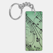 Porte-clés Notes Fantaisie Musique Verte Design (Devant gauche)