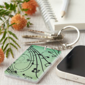 Porte-clés Notes Fantaisie Musique Verte Design (Devant droit)
