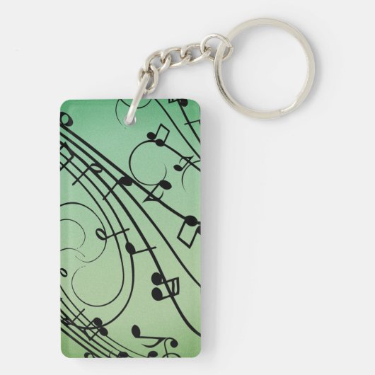 Porte-clés Notes Fantaisie Musique Verte Design (Dos)