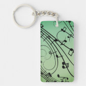 Porte-clés Notes Fantaisie Musique Verte Design (Devant)