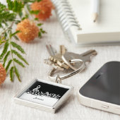 Porte-clés Notes musicales brouillées blanches personnalisées (Côté)