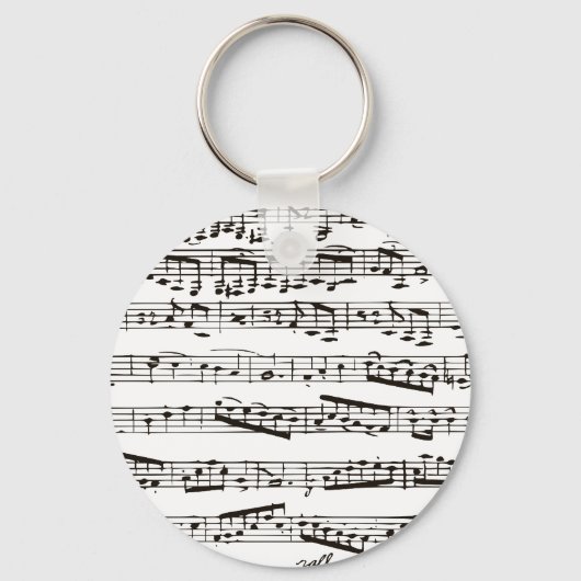 Porte-clés Notes musicales en noir et blanc (Recto)