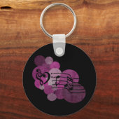 Porte-clés Notes musicales et pois - rose (Recto)