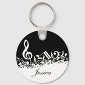 Porte-clés Notes musicales personnalisées blanches mélangées  (Recto)