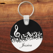Porte-clés Notes musicales personnalisées blanches mélangées  (Recto)