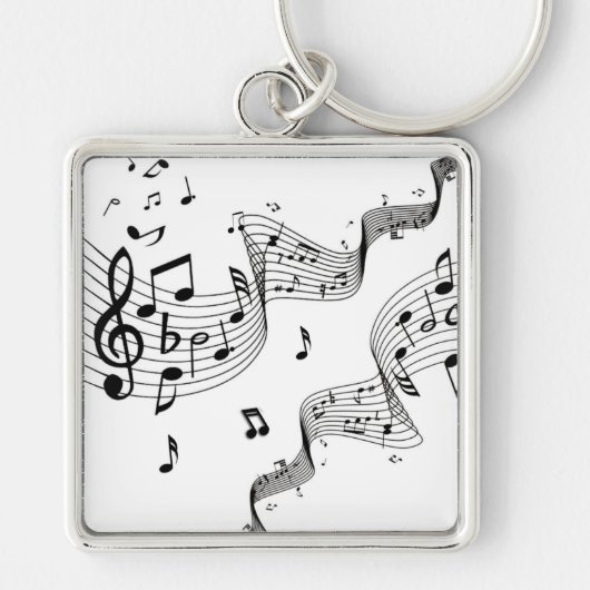 Porte-clés Notes musicales sur le blanc (Devant)