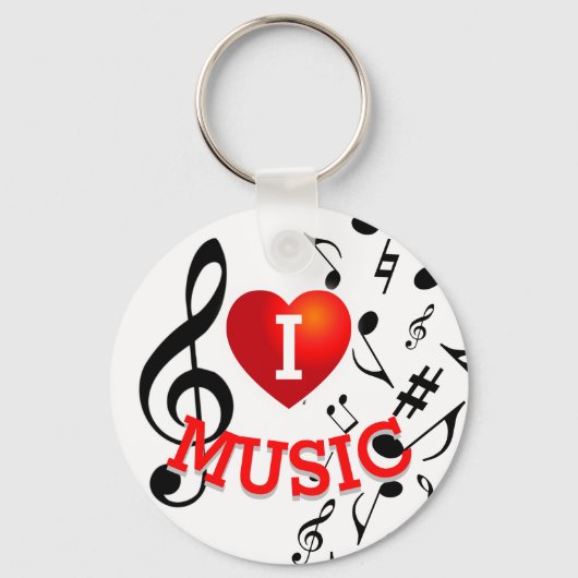 Porte-clés (NOTES NOIRES) I Love (Heart) Music (Recto)