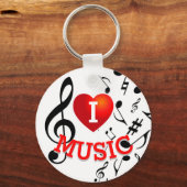 Porte-clés (NOTES NOIRES) I Love (Heart) Music (Recto)