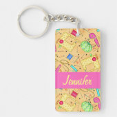 Porte-clés Notions de couture jaune Nom de l'art Personnalisé (Devant)