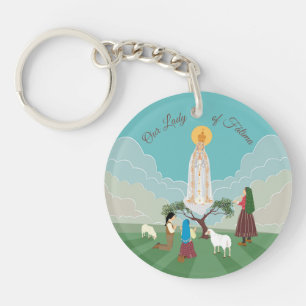 Porte-clés Notre-Dame de Fatima et les trois bergers