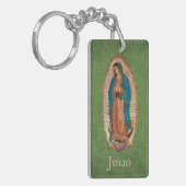 Porte-clés Notre Dame de Guadalupe Mexique Vert & Or (Devant gauche)