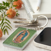 Porte-clés Notre Dame de Guadalupe Mexique Vert & Or (Devant droit)