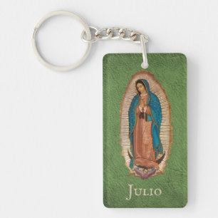 Porte-clés Notre Dame de Guadalupe Mexique Vert & Or