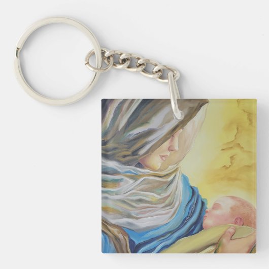 Porte-clés Notre Dame du Silence tenant le bébé Jésus (Devant)