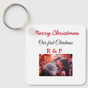 Porte-clés Notre premier Noël ajouter nom photo mariage fianc