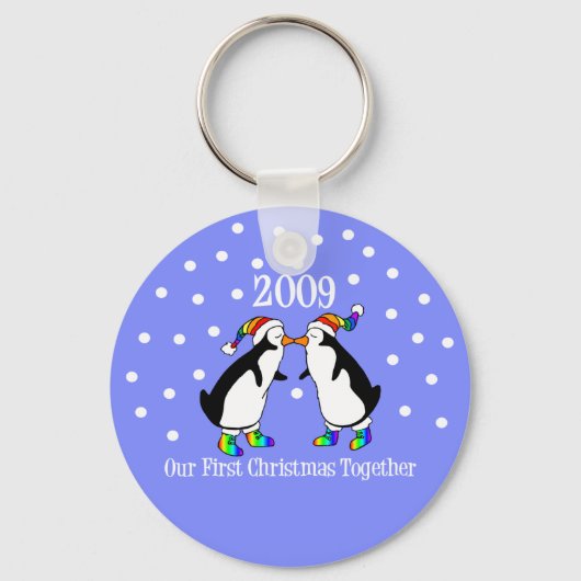 Porte-clés Notre premier Noël Ensemble 2009 (Pingouins GLBT) (Recto)