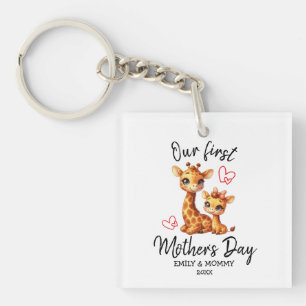 PORTE-CLÉS NOTRE PREMIÈRE FÊTE DE LA MÈRE BÉBÉ&MAMA GIRAFFE