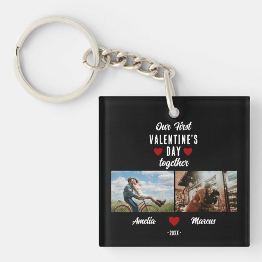 Porte-clés Notre première Saint Valentin Ensemble 2 Photos No (Devant)